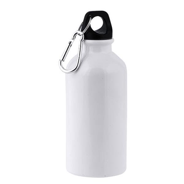 Garrafa em alumínio, 400 ml para sublimação com mosquetão Ollaf