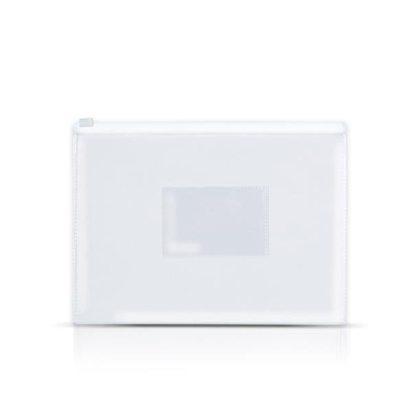 Pasta porta-documentos A5 em PVC, com fecho Zipdoc